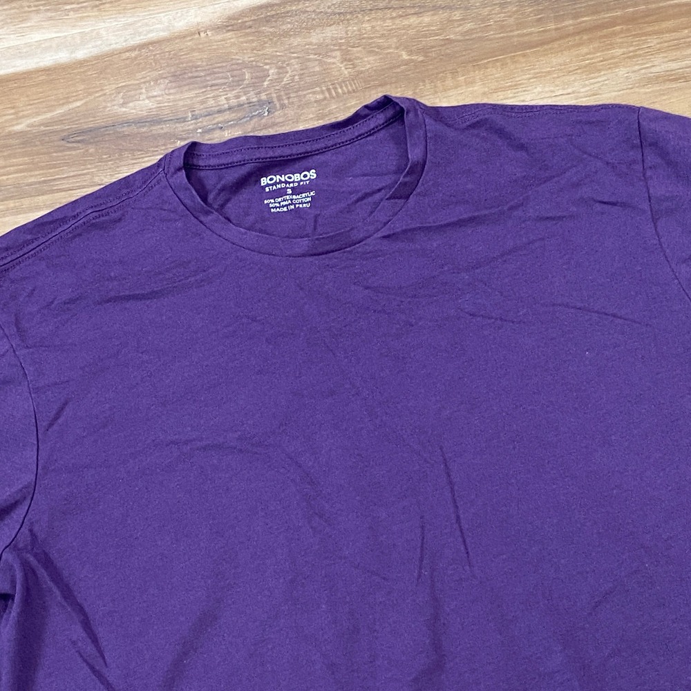 Bonobos T-Shirt Mens Small Pima Blend Standard Fit Purple Casual Short Sleeve - Picture 1 of 8